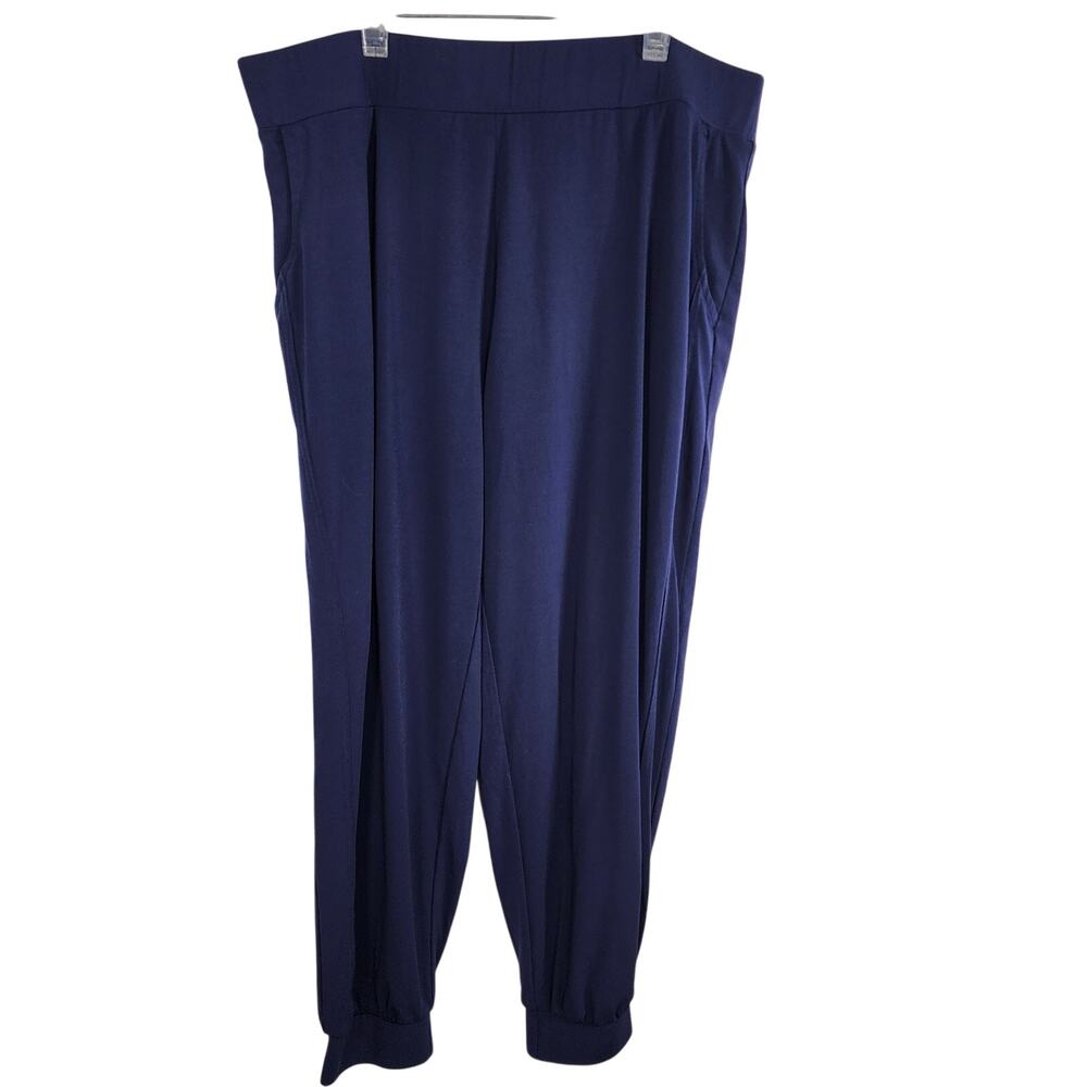 Lisa Rinna Collection Petite Women Knit Ankle Pant Jogger Blue MP Pocket A309058